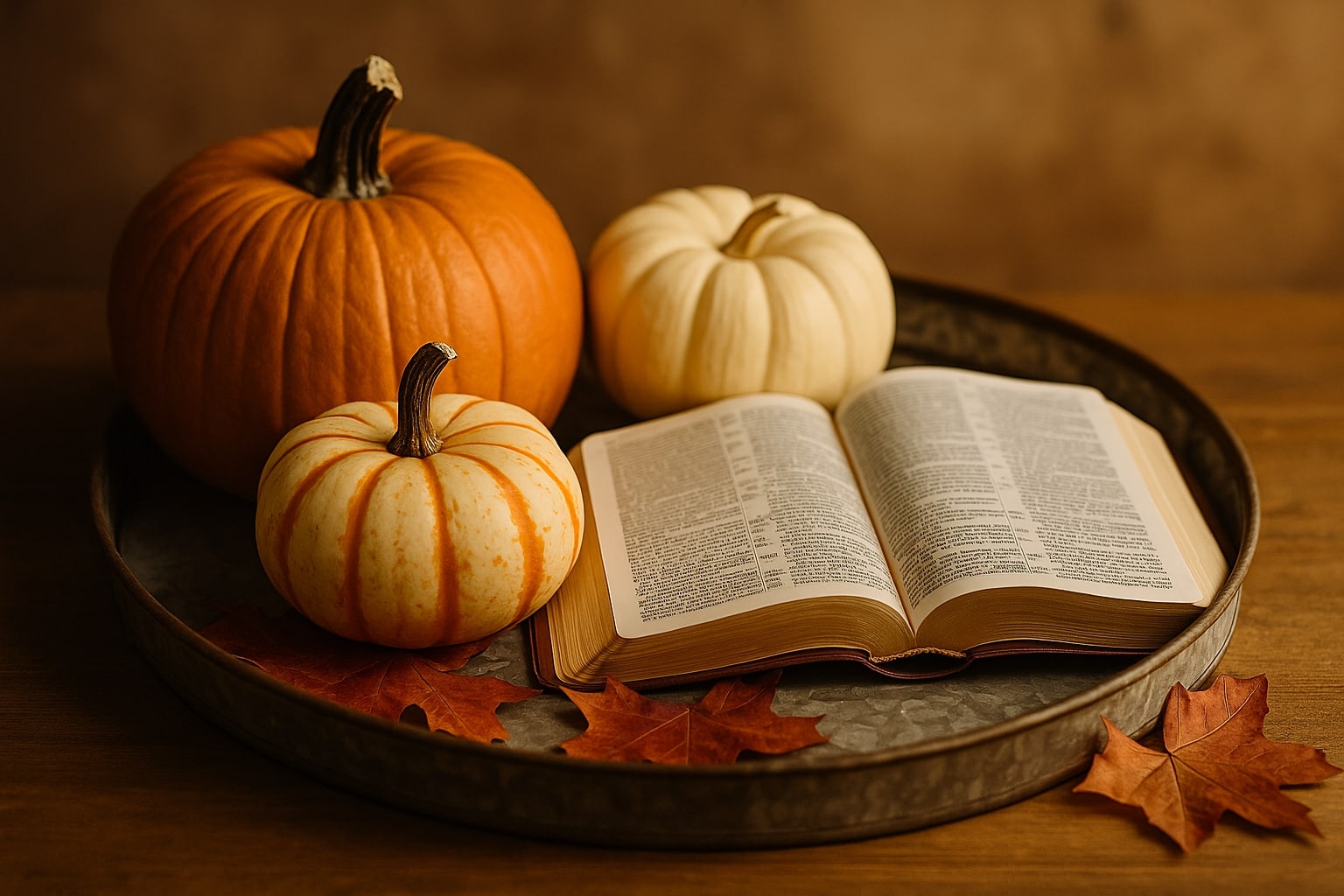 Open Bible showing thanksgiving verses about gratitude and praise